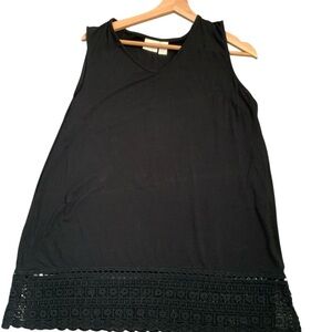 Chico's Black Tank Top with Lace Detail SZ Large